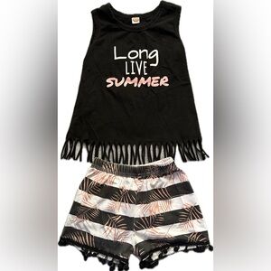 Unbranded Toddler Girl Summer Outfit: "Long Live Summer" Tank & Shorts Set 3T